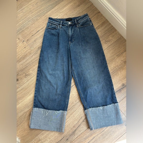 Banana Republic Wide Leg Crop Dark Blue Flare Jeans Size 27 / 4 Women’s - Picture 2 of 12